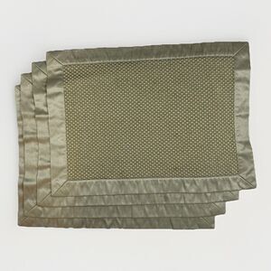 Olive‎ Green Reversible Placemats Set of 4 Woven Satin Trim Table Decor